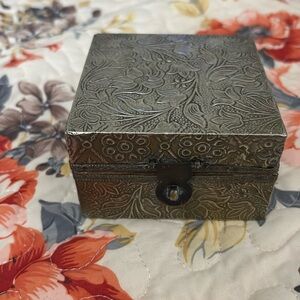 Vintage metal/brass covered wooden trinket box